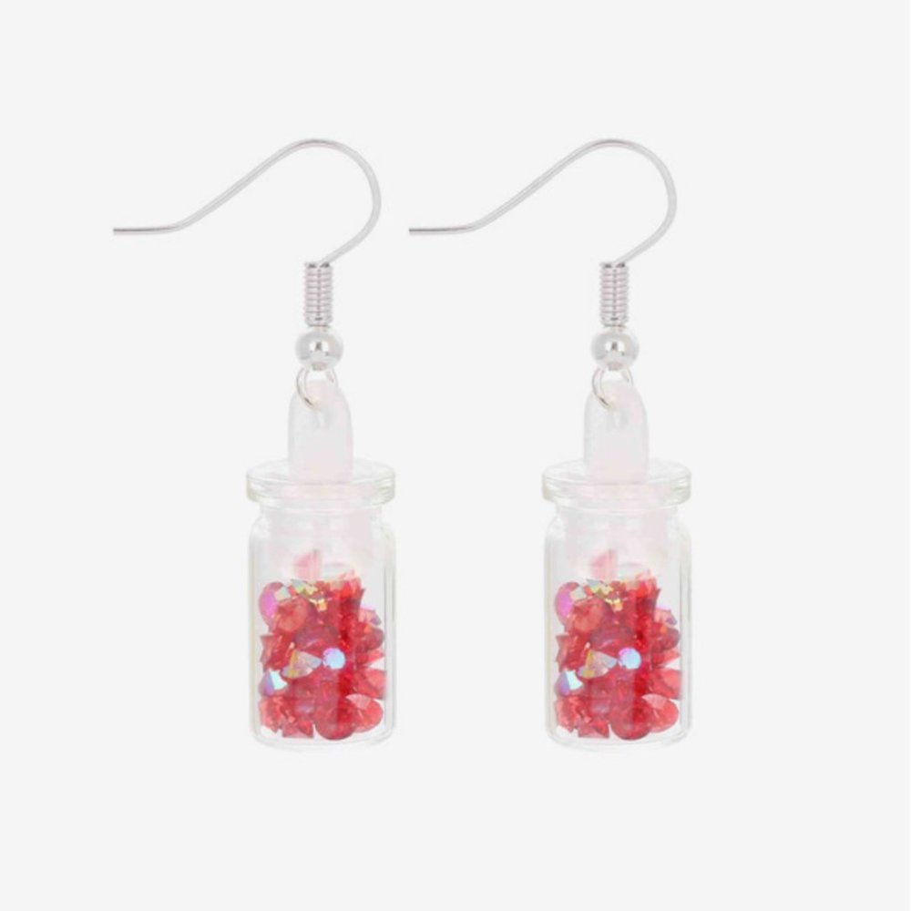 EarFleek Red Crystal Vial Dangle Earrings